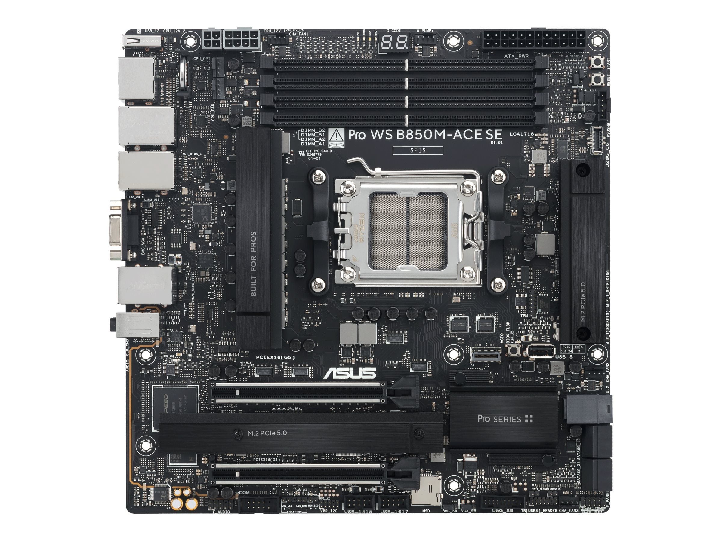 ASUS Pro WS B850M-ACE SE AM5 AMD Micro-ATX motherboard 4xDDR5 PCIe 5.0 2xM.2 1xHDMI 2xDisplayPort 1xVGA 4xSATA