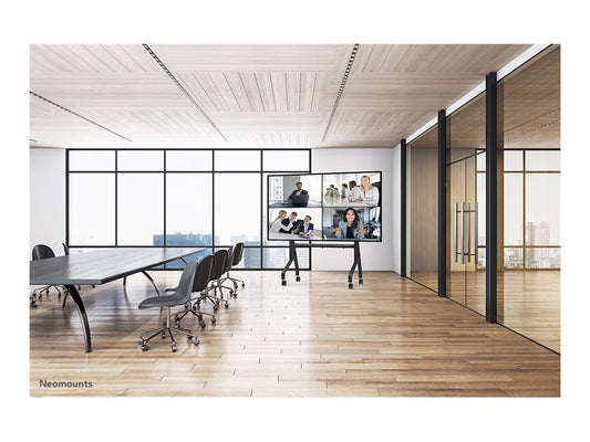 NEOMOUNTS FL50-575BL1 Support au sol mobile pour écran 65-110p - étagère multimédia incluse - installation rapide - TÜV