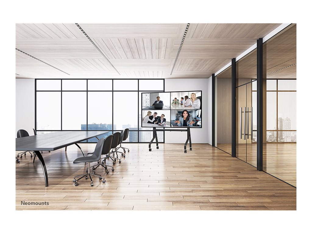 NEOMOUNTS FL50-575BL1 Support au sol mobile pour écran 65-110p - étagère multimédia incluse - installation rapide - TÜV