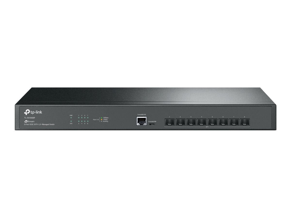 TP-LINK Omada 8-Port 10GE SFP+ L2+ Managed Switch 8x 10G SFP+ Slots RJ45/Micro-USB Console Port