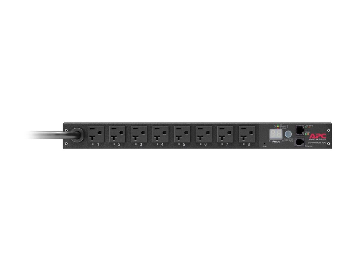 APC Switched Rack PDU AP7901B Rack AC 120V input NEMA L5-20 output connectors 8 NEMA 5-20 1U 3.65m cord Black