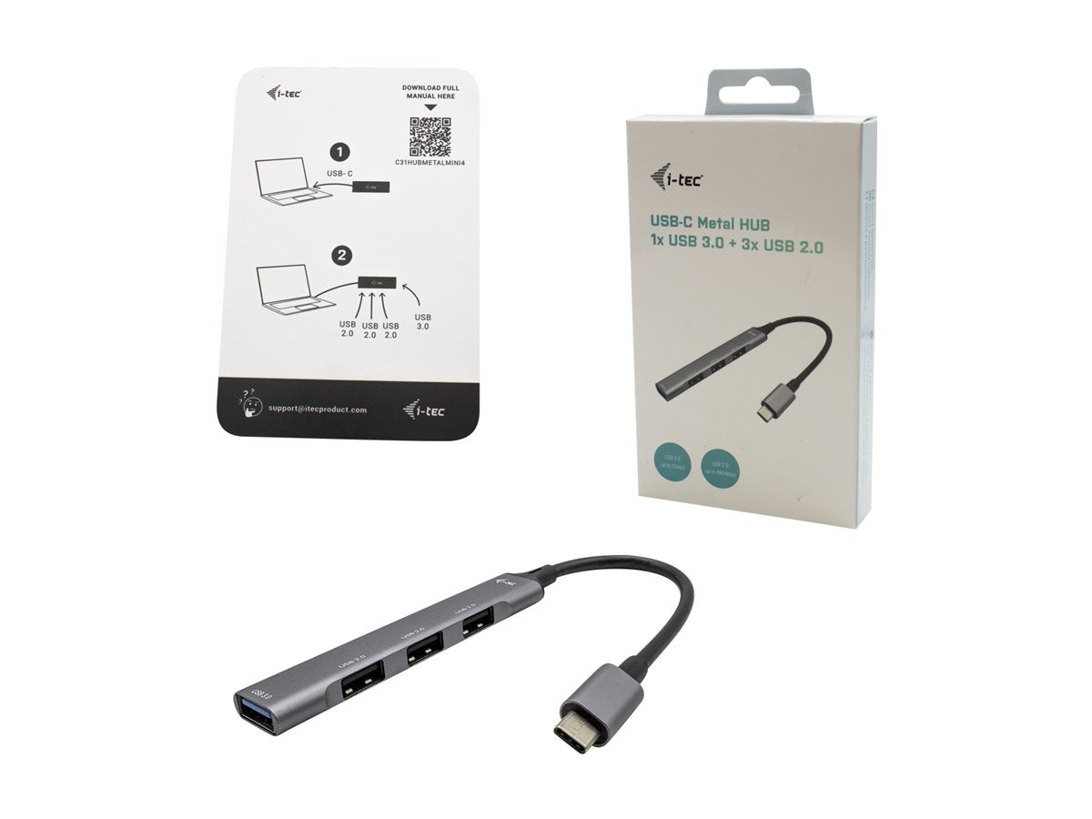 I-TEC USB-C Metal HUB 1x USB 3.0 3x USB 2.0 without power adapter
