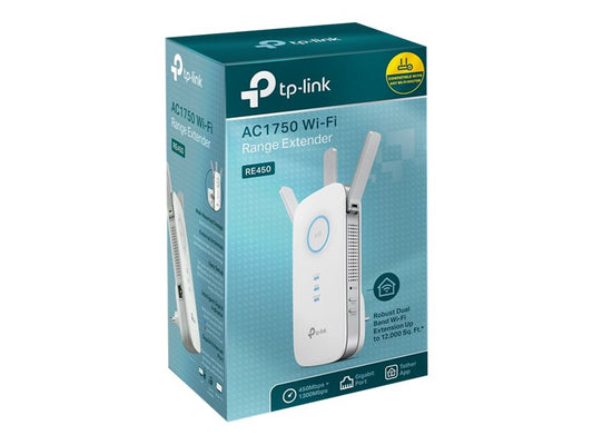 TP-LINK AC1750 Dual Band Wireless Wall Plugged Range Extender Qualcomm 1300Mbps at 5Ghz + 450Mbps at 2.4Ghz 802.11ac/a/b/g/n