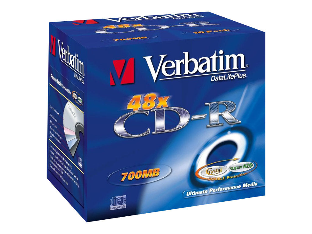 VERBATIM CD-R AZO 700Mo 52X CRYSTAL SURFACE 10 PACK WCF (P)