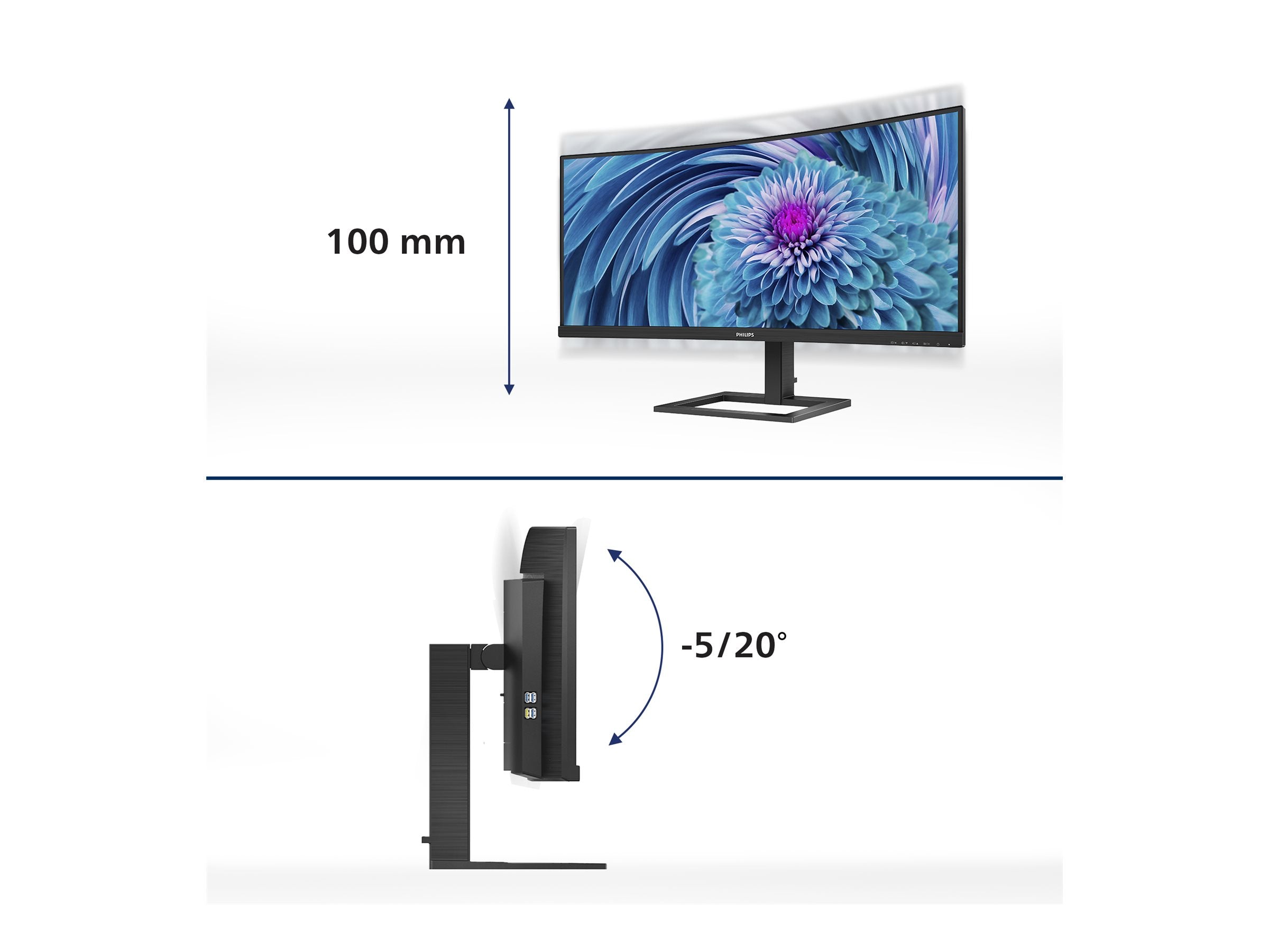 PHILIPS 346E2CUAE/00 34p Curved VA WLED 3440x1440 21:9 300cd/m2 4ms 100Hz HDMI DP1.2