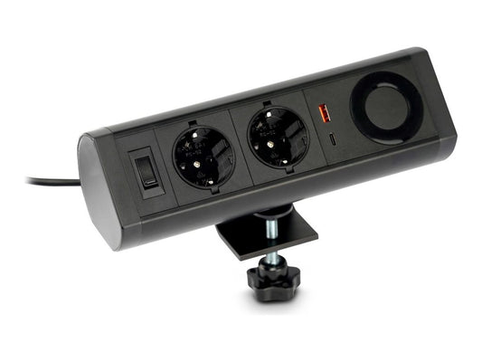 URBAN FACTORY POWEE Desk Triple Power Outlet EU with 1 USB-A and 1 USB-C 3A Black