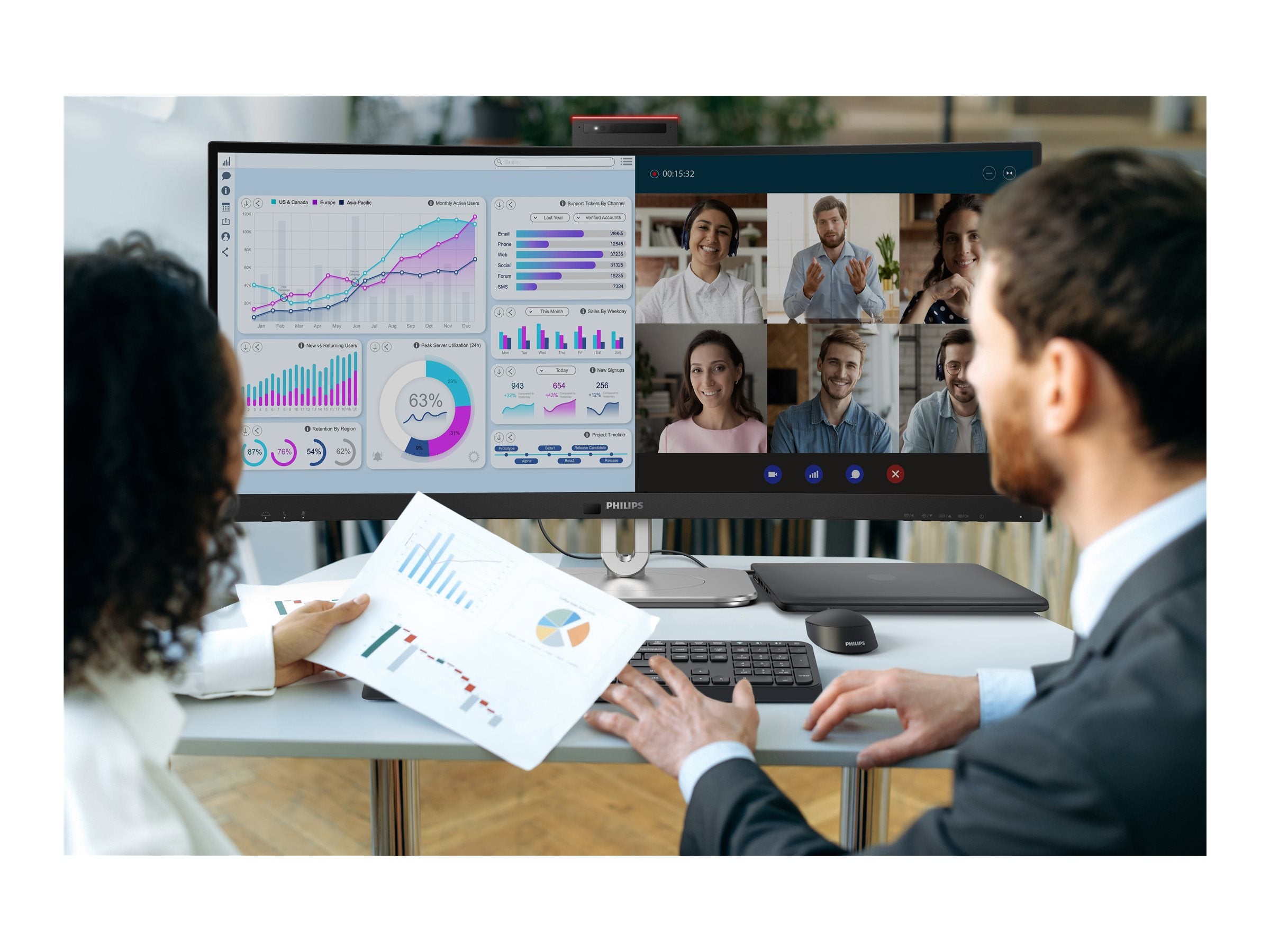 PHILIPS 34B2U6603CH 34p Curved 3440x1440 2xHDMI DP USB