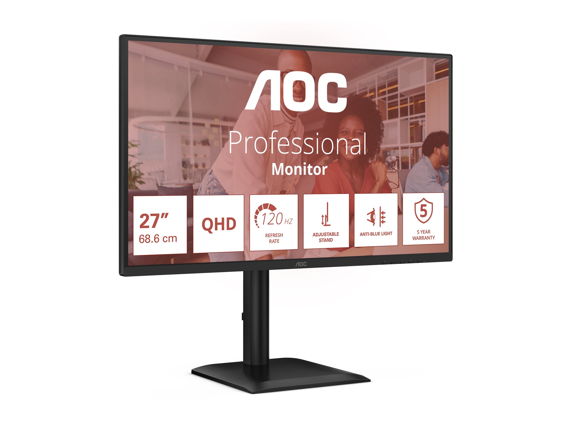 AOC Q27E4U 27p WQHD IPS 120Hz 4ms 350cd/m2 HDMI2.0 DP USB3.2 HUB USB Pivot Speakers