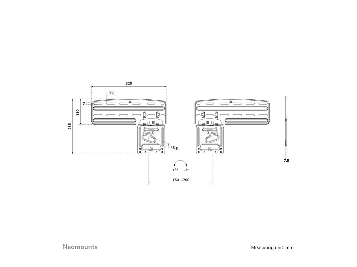 NEOMOUNTS WL30-265BL1 Support pour écran mural 43-85p écrans Samsung - ultra-plat