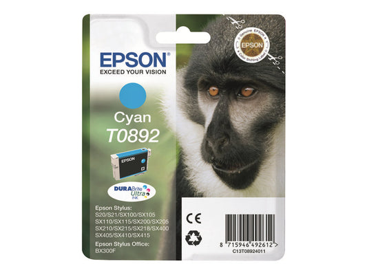 EPSON 1LB T0892 ink cartridge cyan low capacity 3.5ml 1-pack blister without alarm