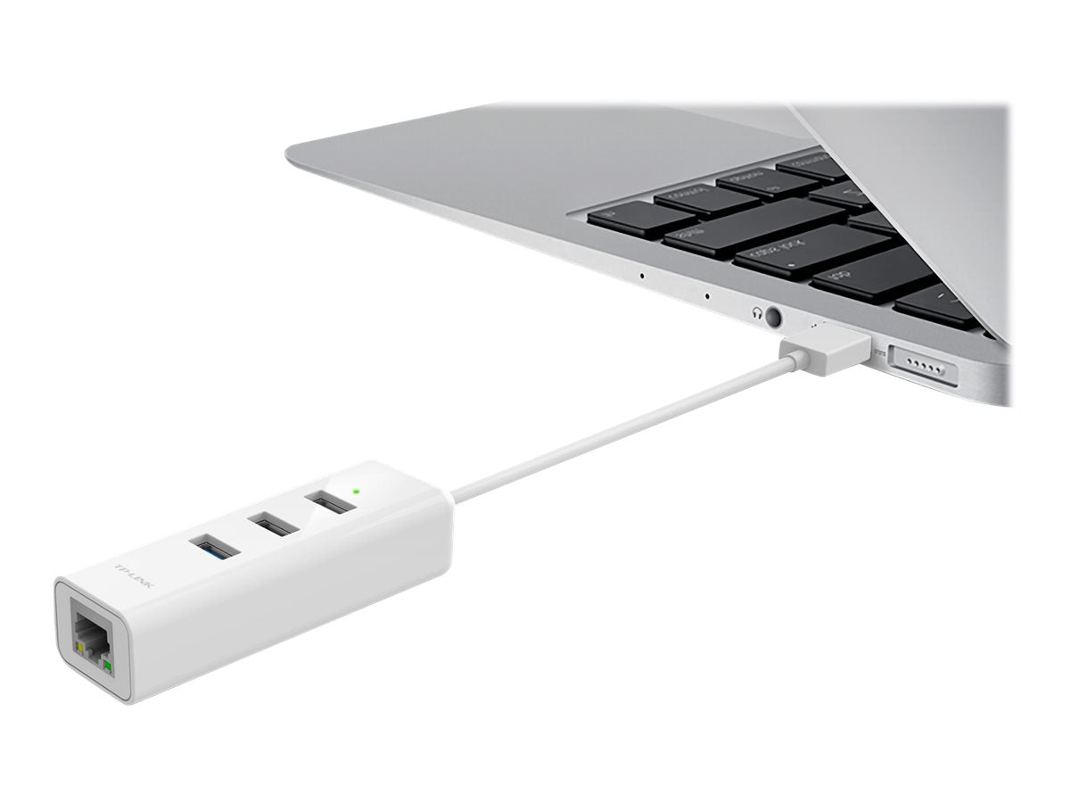 TP-LINK USB 3.0 to Gigabit Ethernet Network Adapter 3-Port USB 3.0 Hub 1 USB 3.0 connector 1 Gigabit Ethernet port 3 USB 3.0 ports