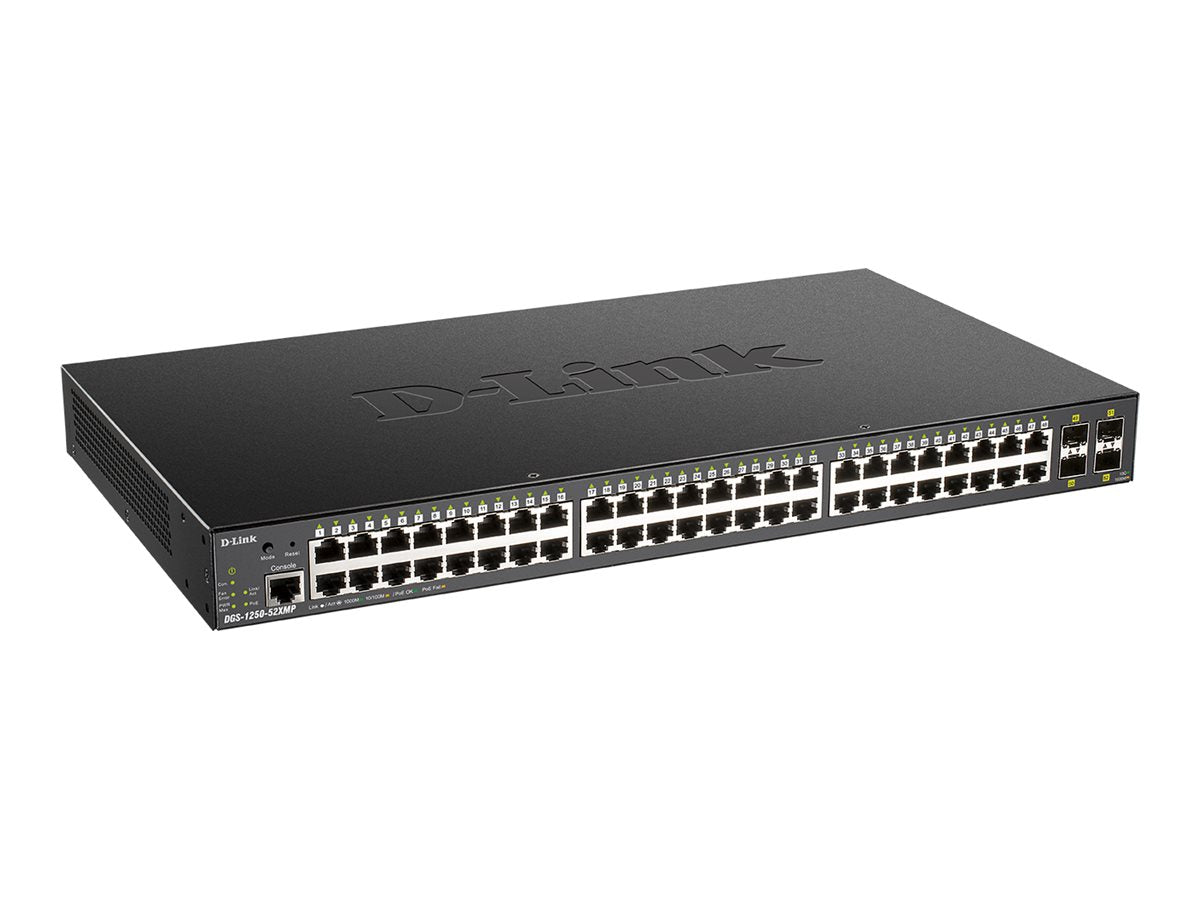 D-LINK 52-Port Smart Managed PoE+ Gigabit Switch 4x 10G dlink green 3.0 48x 10/100/1000Mbit/s TP RJ-45 Port 4x 10Gbit/s Fiber SFP+