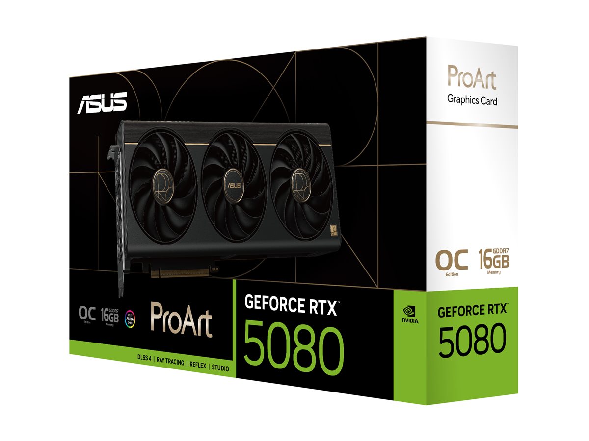 ASUS ProArt GeForce RTX 5080 16Go GDDR7 OC Edition Graphics card 3xHDMI 2.1 2xDisplayPort 2.1a