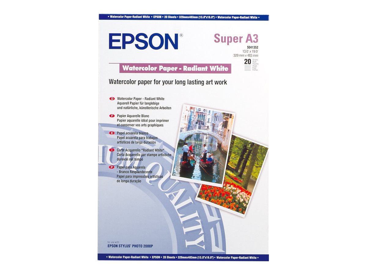 EPSON S041352 Matte papier aquarelle inkjet 190g/m2 A3+ 20 feuilles pack de 1