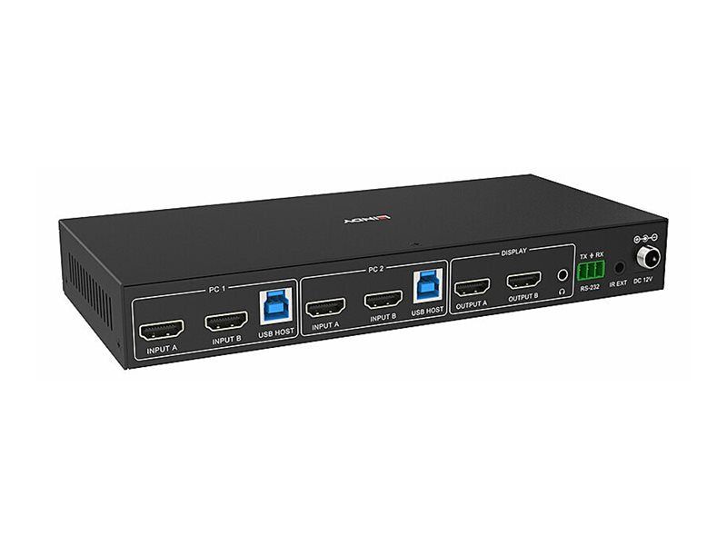 LINDY 2 Port Dual Head HDMI 4K60 USB 3.0 KVM Switch
