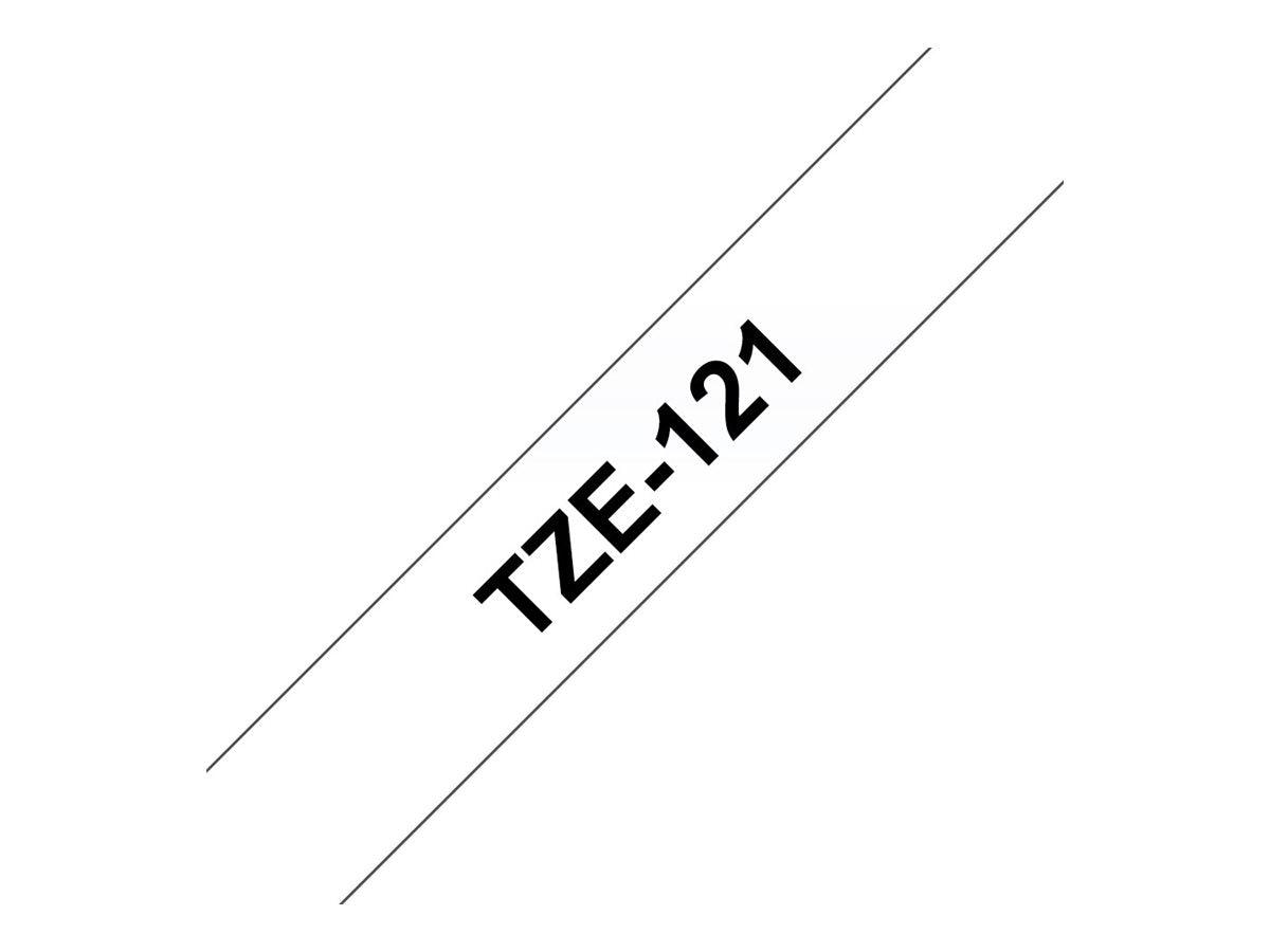 BROTHER P-TOUCH TZE-121 noir sur clear 9mm