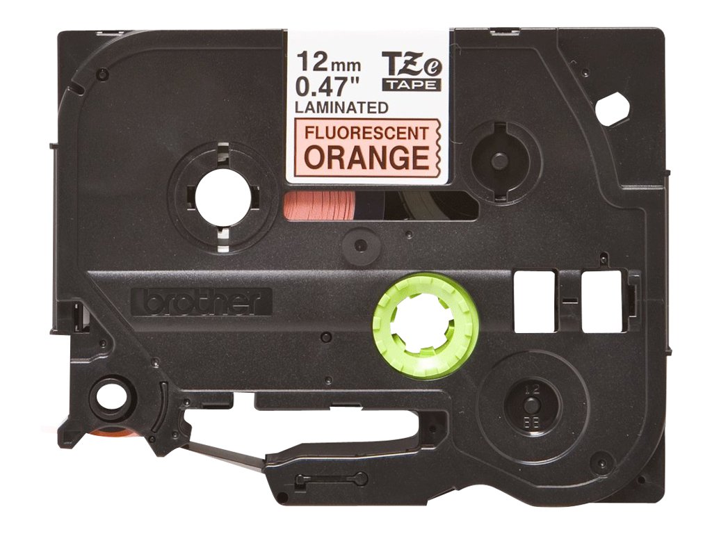 BROTHER P-TOUCH TZE-B31 noir sur neon orange 12mm