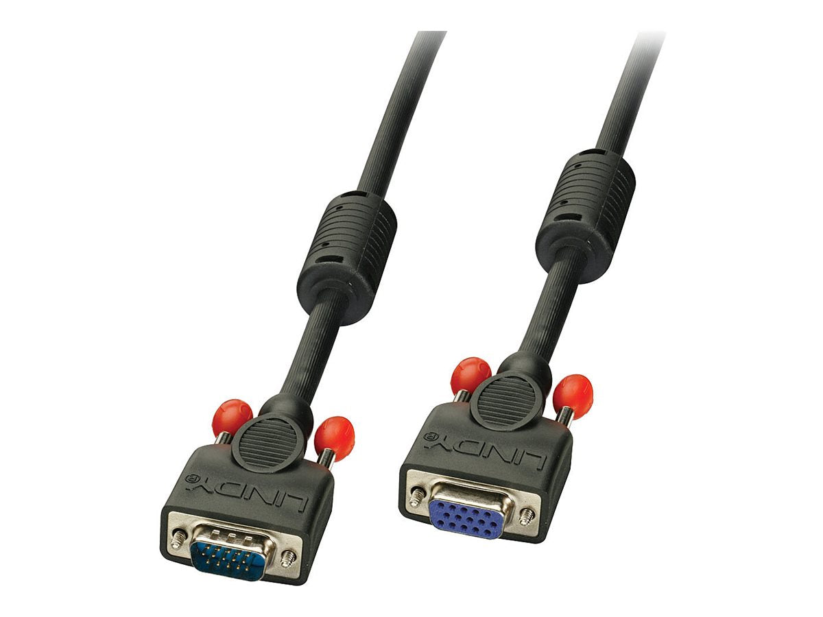 LINDY VGA Cable M/F Black 3m HD15 M/F with screws DDC-able