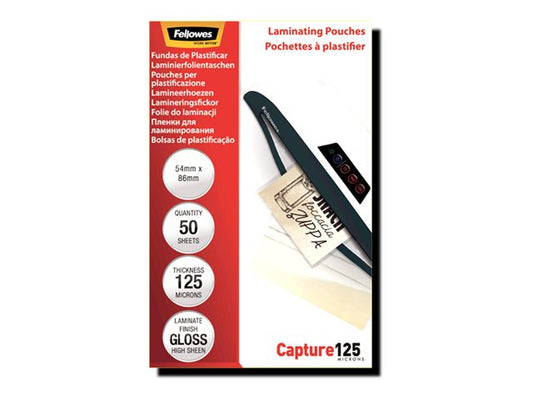 FELLOWES LAMIN POUCH 54X86MM 125MIC RTL 50PK