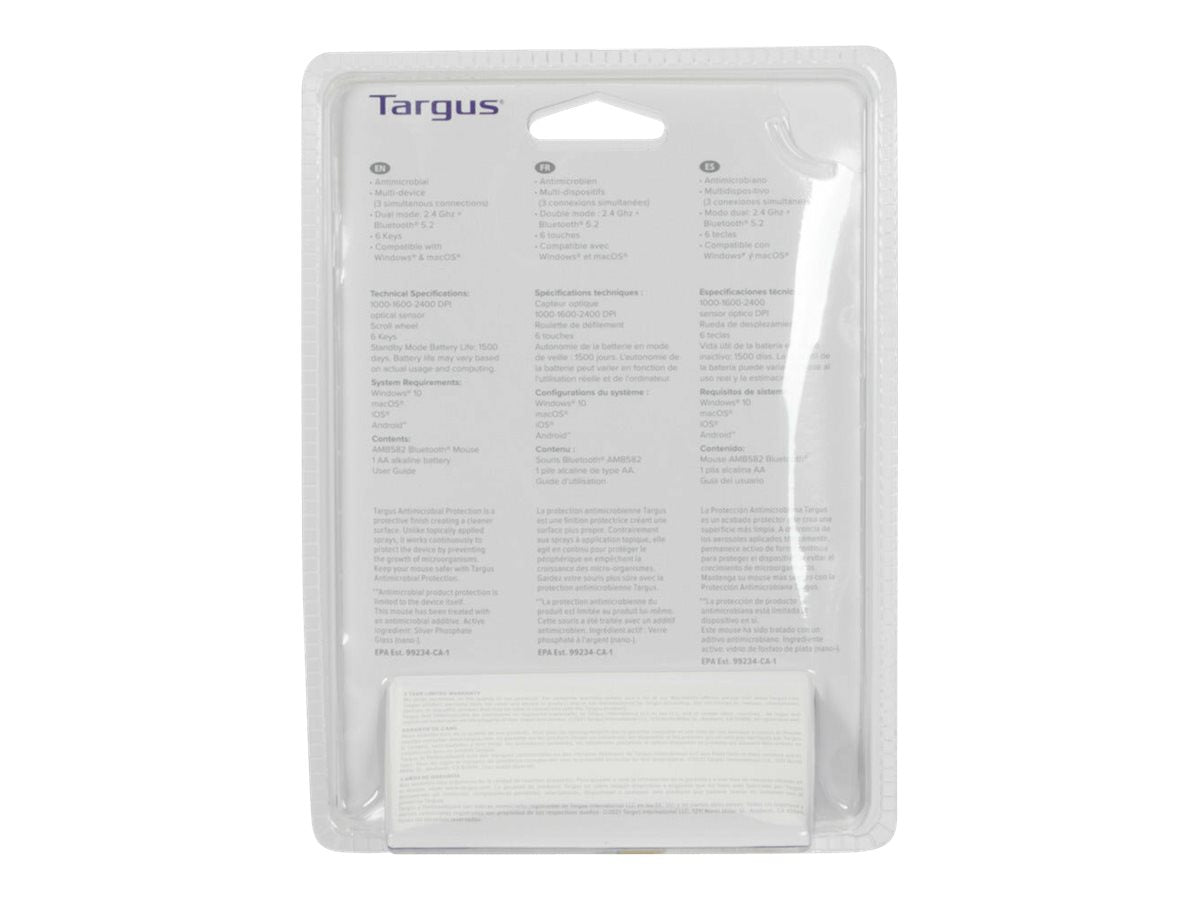 TARGUS Antimicrobial Mid-size Dual Mode Wireless Optical Mouse