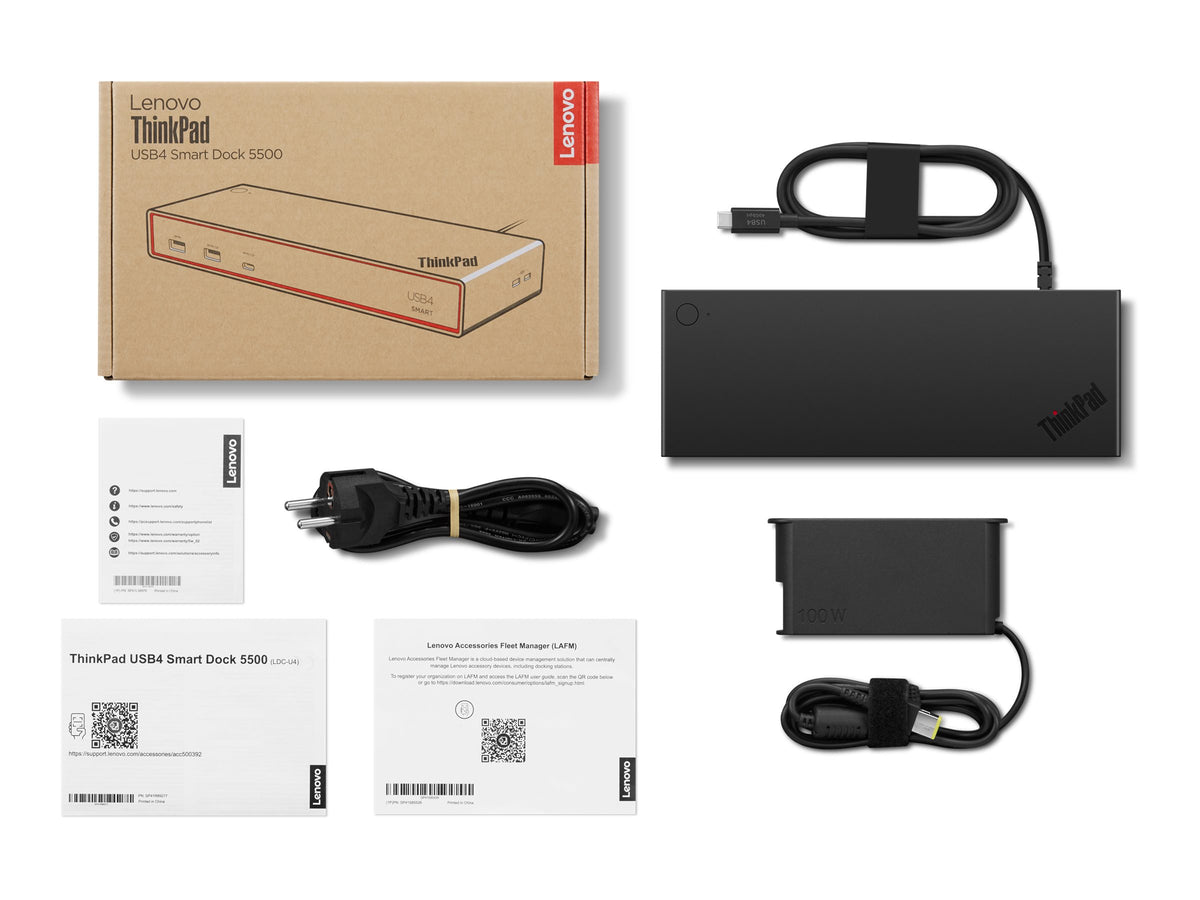 LENOVO ThinkPad Smart Dock 5500 Docking station USB4 HDMI 2xDisplayport (DP) 2xUSB-C LAN (RJ-45) 1GbE 4xUSB 100Watt Europe (EU)