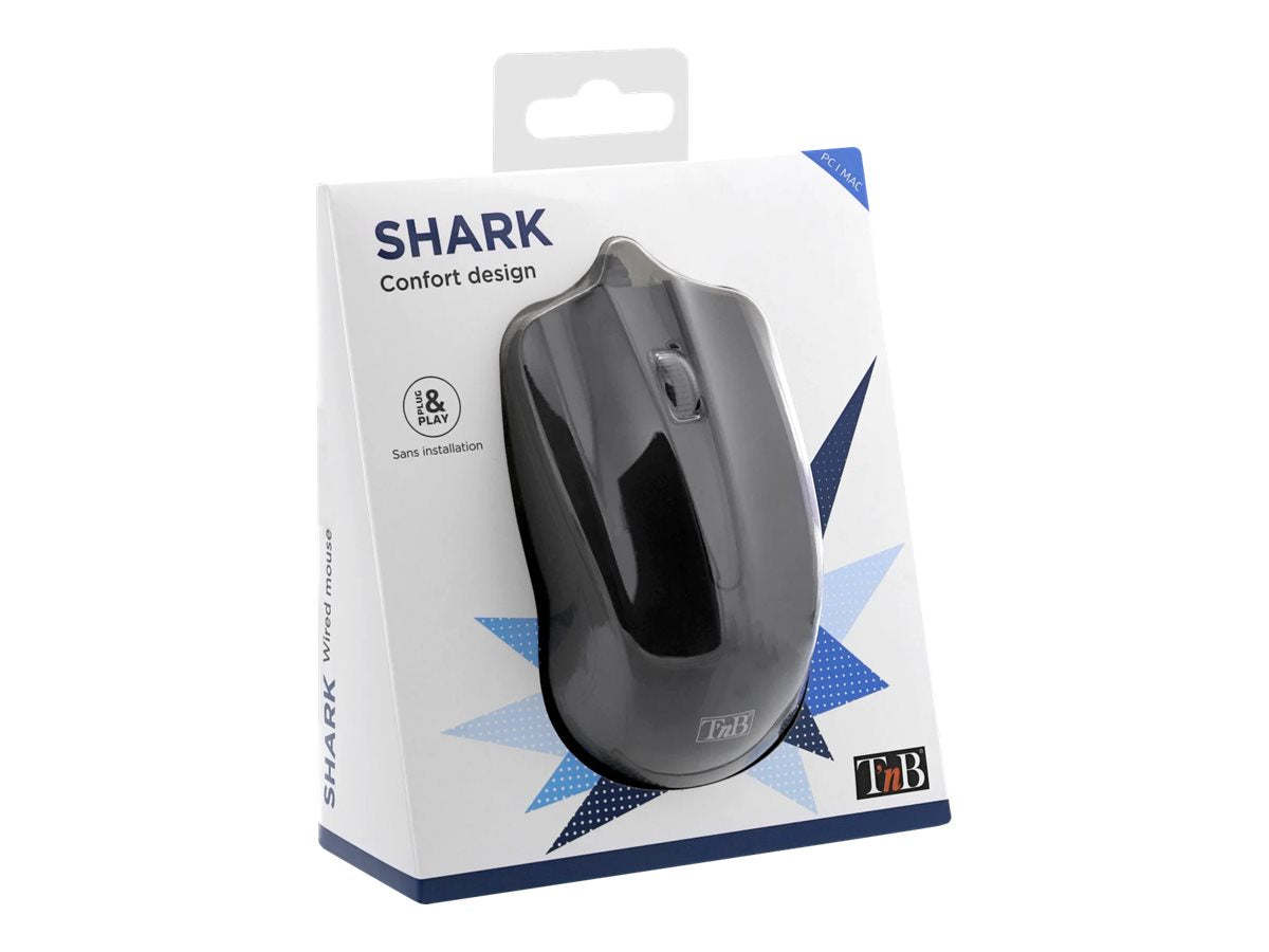 TNB SHARK 1000Dpi Wired Optical Mouse Usb Port Long 1.8M Cable 2 Buttons And Clickable Scroll Mac / Pc / Linux Compatible