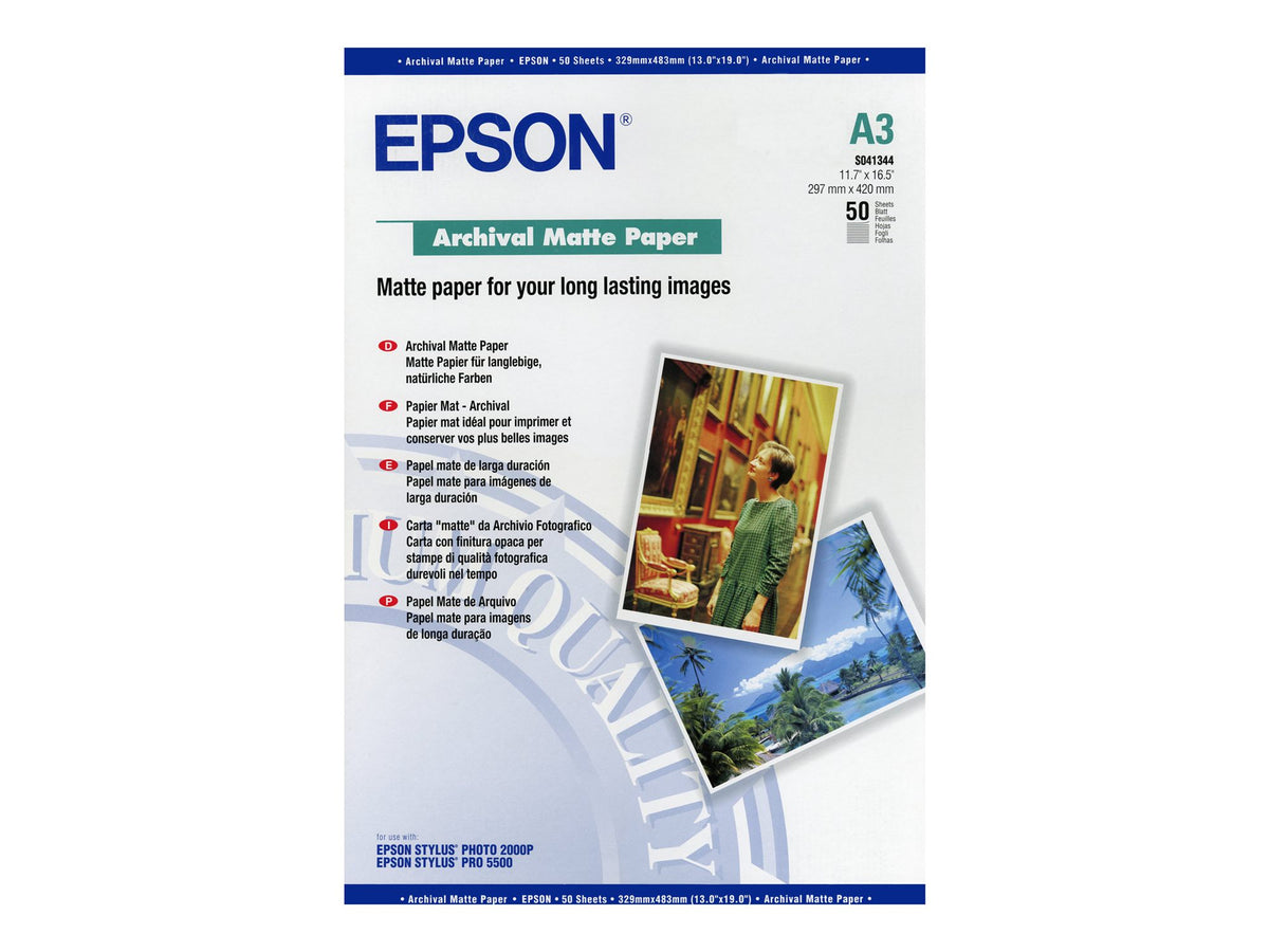 EPSON MATTE archival papier inkjet 192g/m2 A3 50 feuilles pack de 1