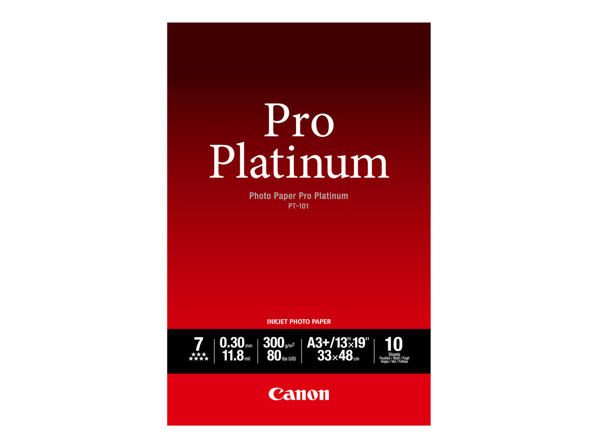 CANON PT-101 pro platinum photo  papier 300g/m2 A3+ 10 feuilles pack de 1