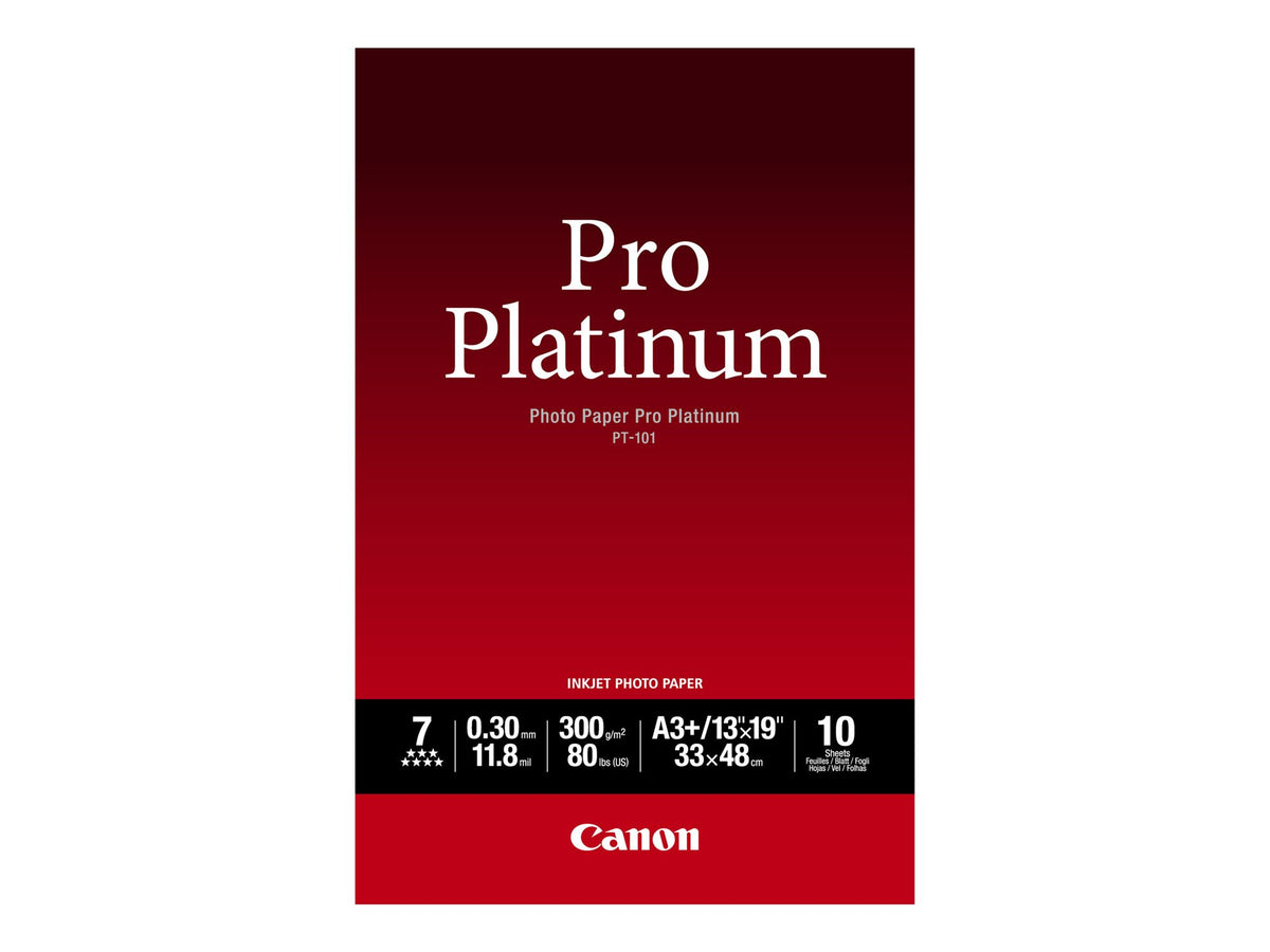 CANON PT-101 pro platinum photo  papier 300g/m2 A3+ 10 feuilles pack de 1