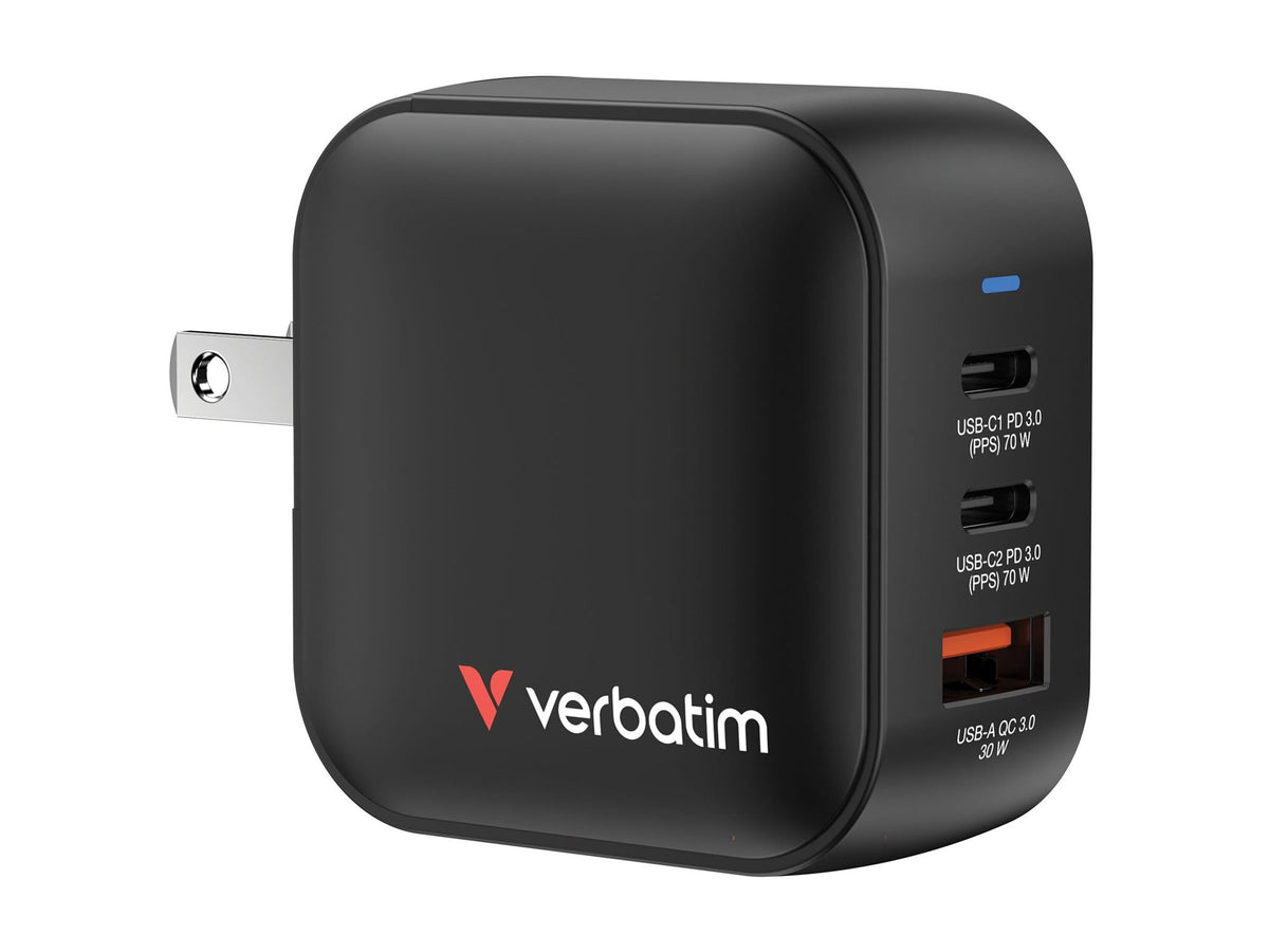 VERBATIM MINI GAN CHARGER 70W 3 PORT US/EU/UK ADP WCF (P)