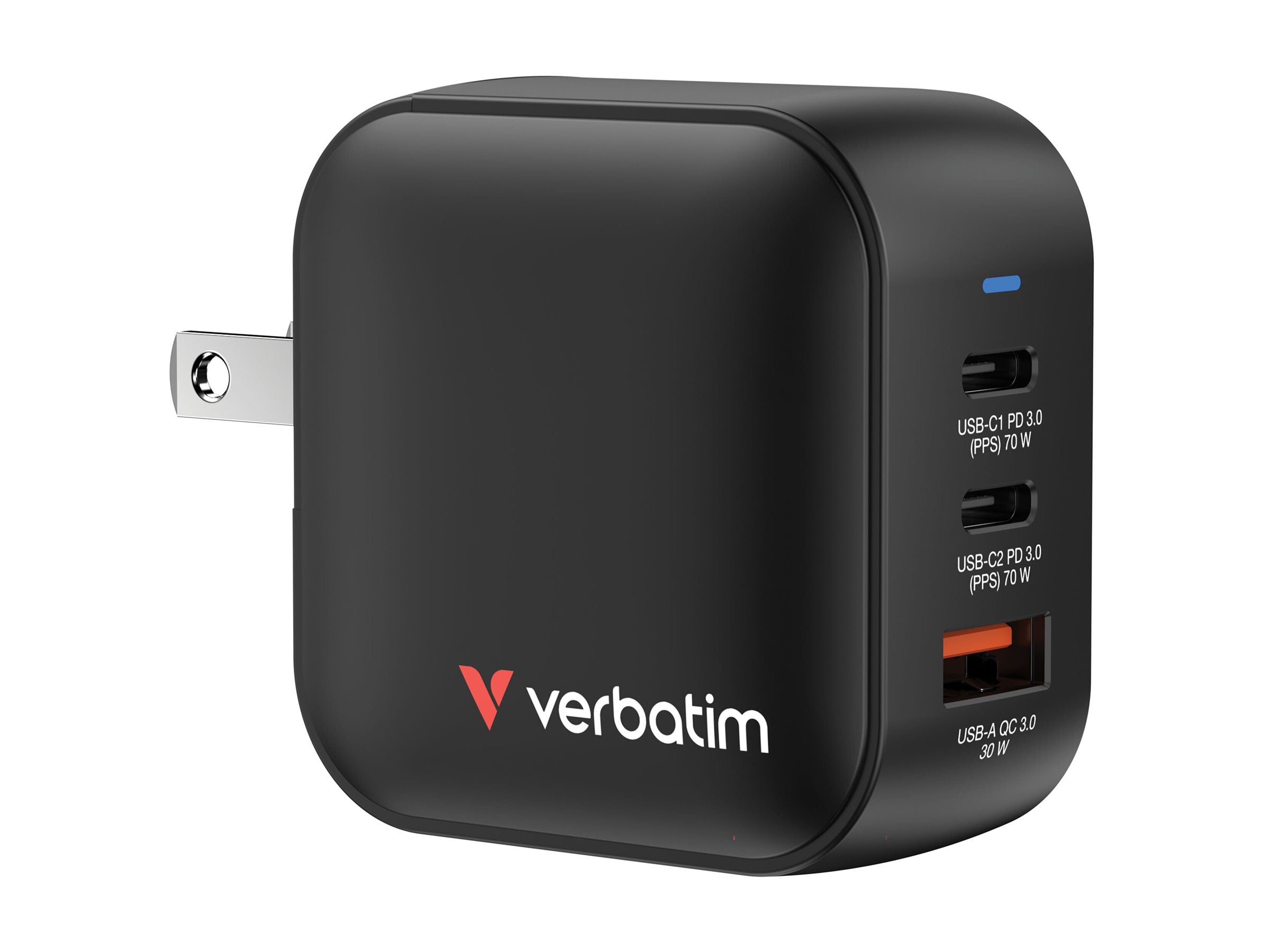 VERBATIM MINI GAN CHARGER 70W 3 PORT US/EU/UK ADP WCF (P)