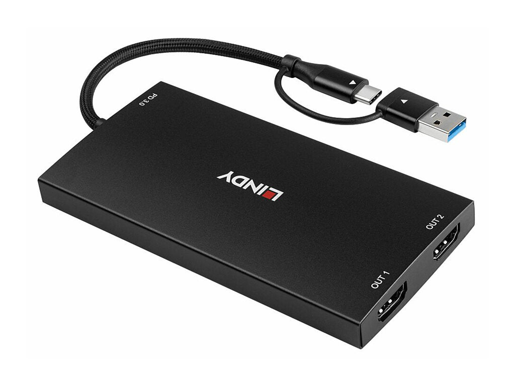 LINDY USB Type A and C to Dual HDMI 4K60 Converter