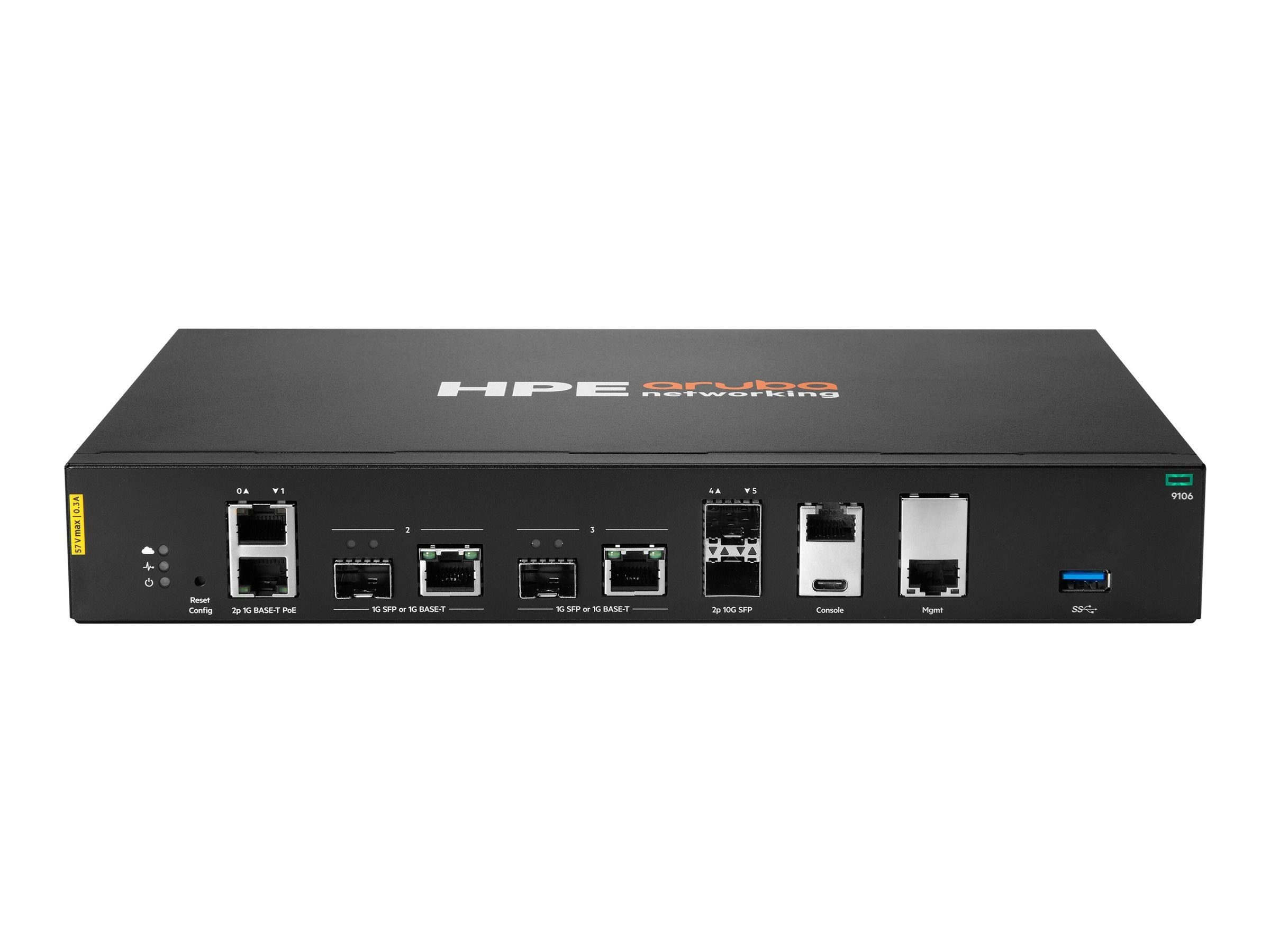 HPE Aruba Networking 9106 RW 2x SFP+ 2x Combo 2x PoE Hybrid Gateway EU en