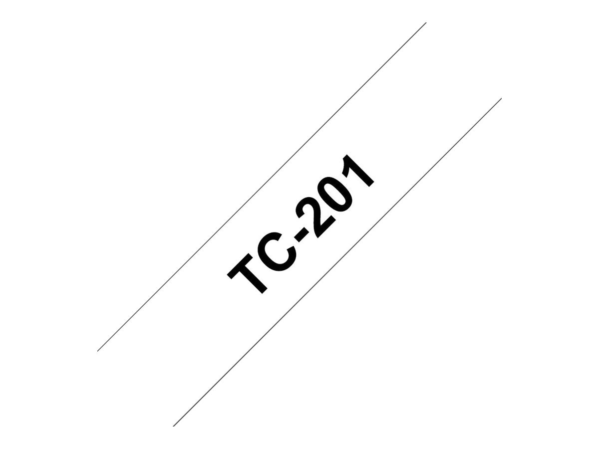 BROTHER P-TOUCH TC-201 noir sur blanc 12mm