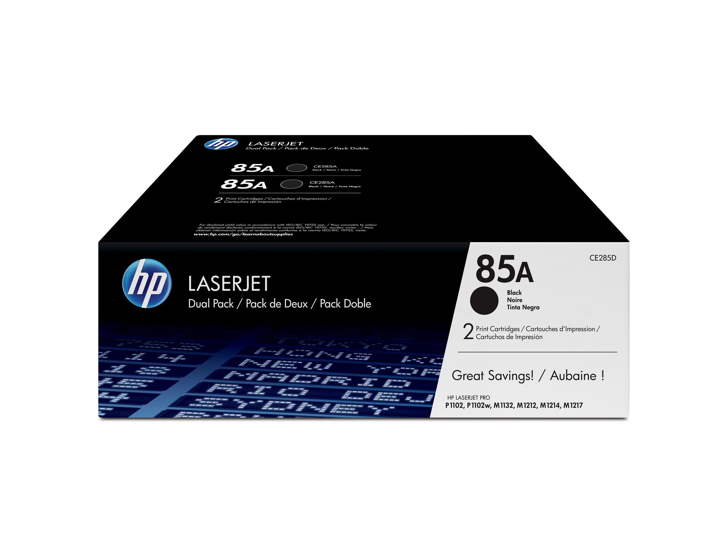 HP 85A original LaserJet Toner cartridge CE285AD black standard capacity 1.600 pages 2-pack