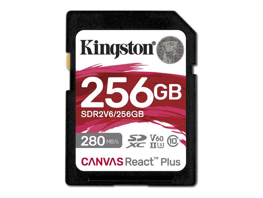 KINGSTON 256Go Canvas React Plus SDXC UHS-II 280R/150W U3 V60 for Full HD/4K