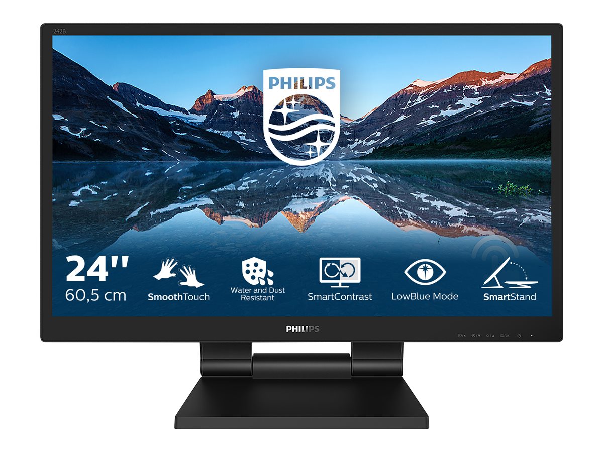 PHILIPS 242B9T 24" - écran tactile - 1920 x 1080 Full HD (1080p) @ 60 Hz - IPS - 250 cd/m² - 1000:1 - 5 ms - HDMI, DVI-D, VG DP,HP