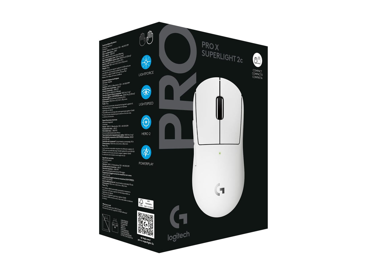 LOGITECH PRO X SUPERLIGHT 2c compact wireless gaming mouse - WHITE