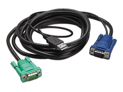 APC Keyboard / video / mouse KVM cable USB HD-15 VGA M to HD-15 VGA M 3.66m Black