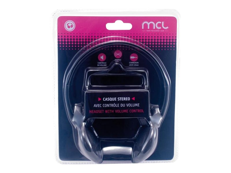 MCL Casque stéréo avec contrôle du volume - Noir