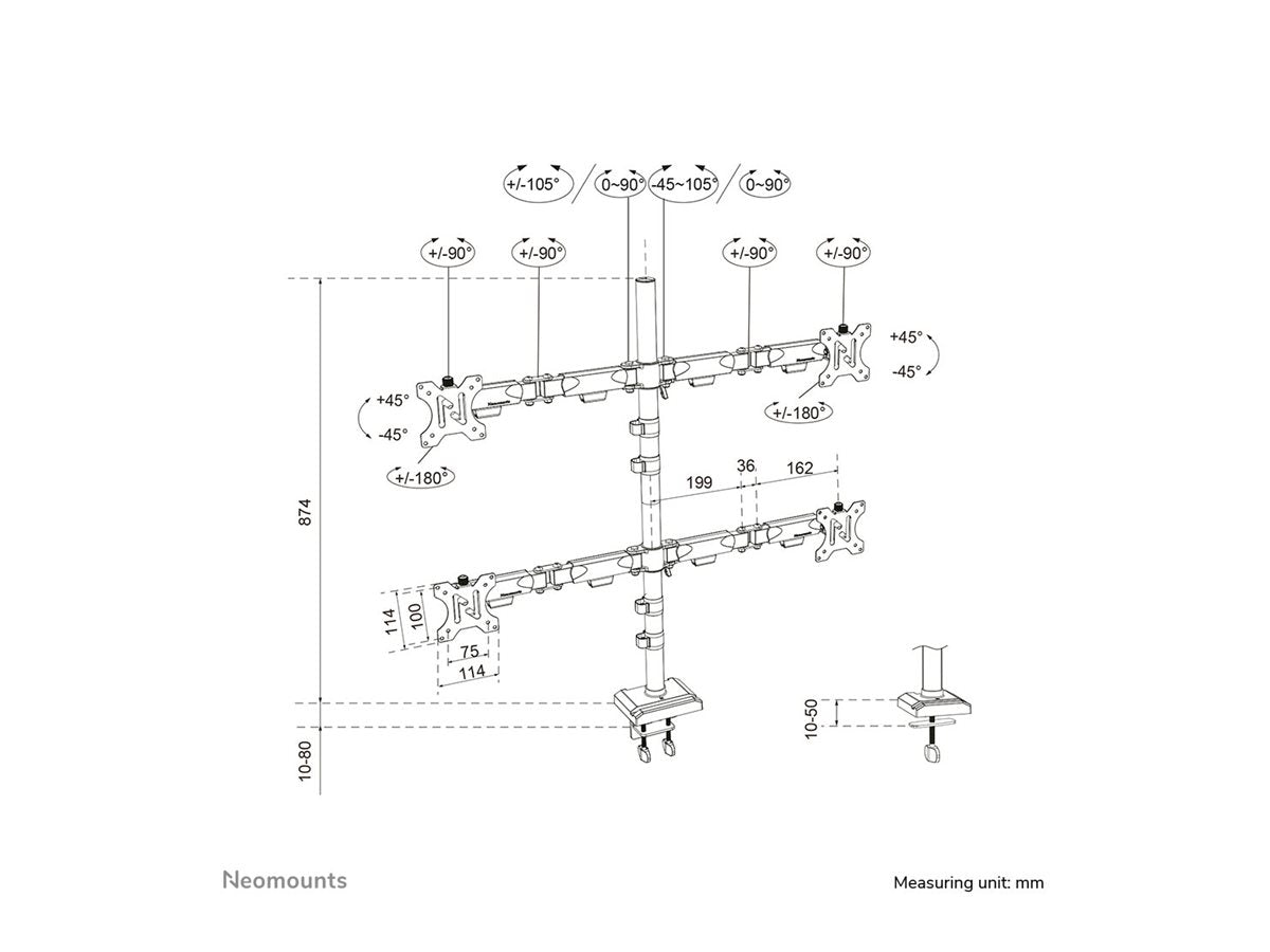 Neomounts DS60-600BL2-2 Quadruple monito