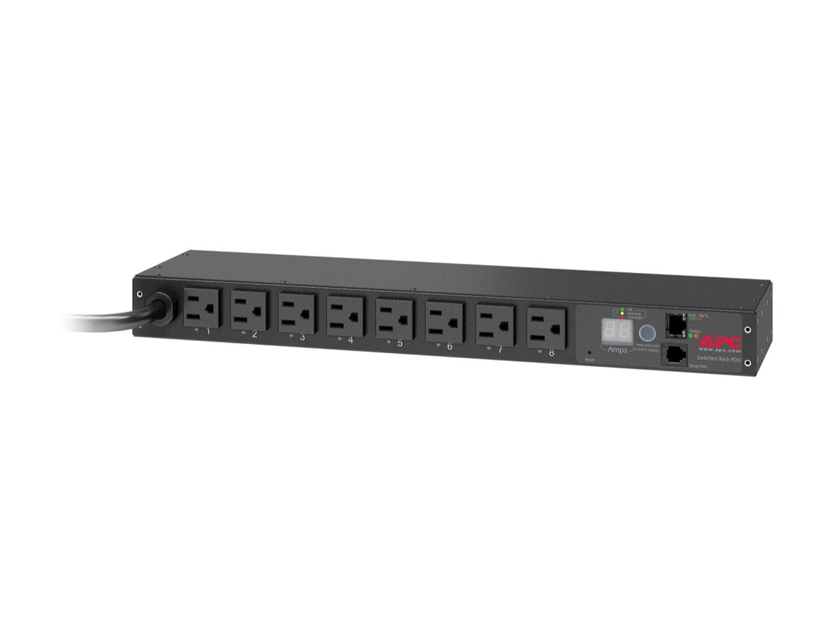 APC Switched Rack PDU AP7900B Rack AC 100-120V input NEMA 5-15P output connectors 8 NEMA 5-15 1U 3.65m cord