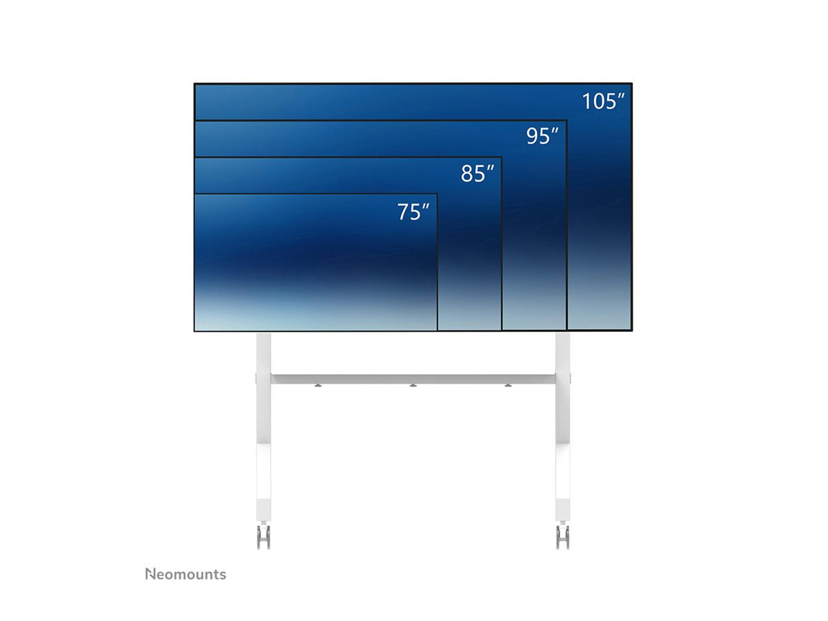 NEOMOUNTS FL50-575WH1 Support au sol mobile pour écran 65-110p - étagère multimédia incluse - installation rapide - TÌV