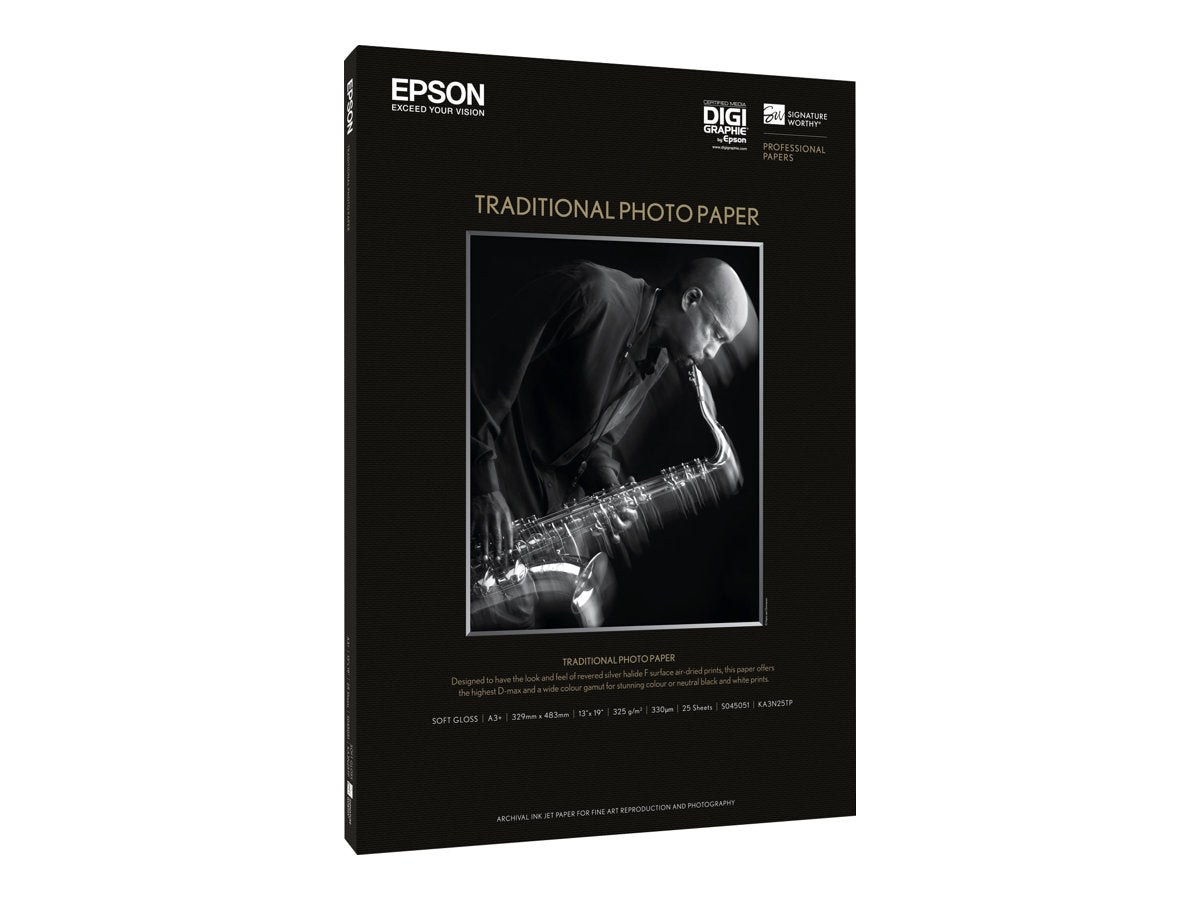 EPSON S045051 Traditional photo  papier inkjet 330g/m2 A3+ 25 feuilles pack de 1