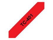 BROTHER P-TOUCH TC-401 noir sur rouge 12mm