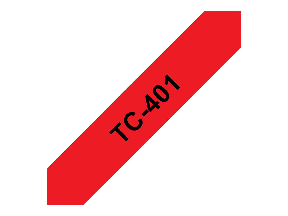BROTHER P-TOUCH TC-401 noir sur rouge 12mm