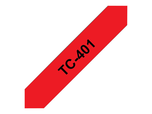 BROTHER P-TOUCH TC-401 noir sur rouge 12mm