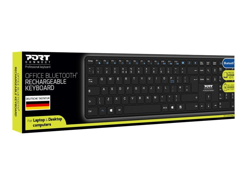 PORT DESIGNS Rechargeable Bluetooth Keyboard Ultra Slim and Elegant Design Rechargeable Battery 10meters Bluetooth range Compatible