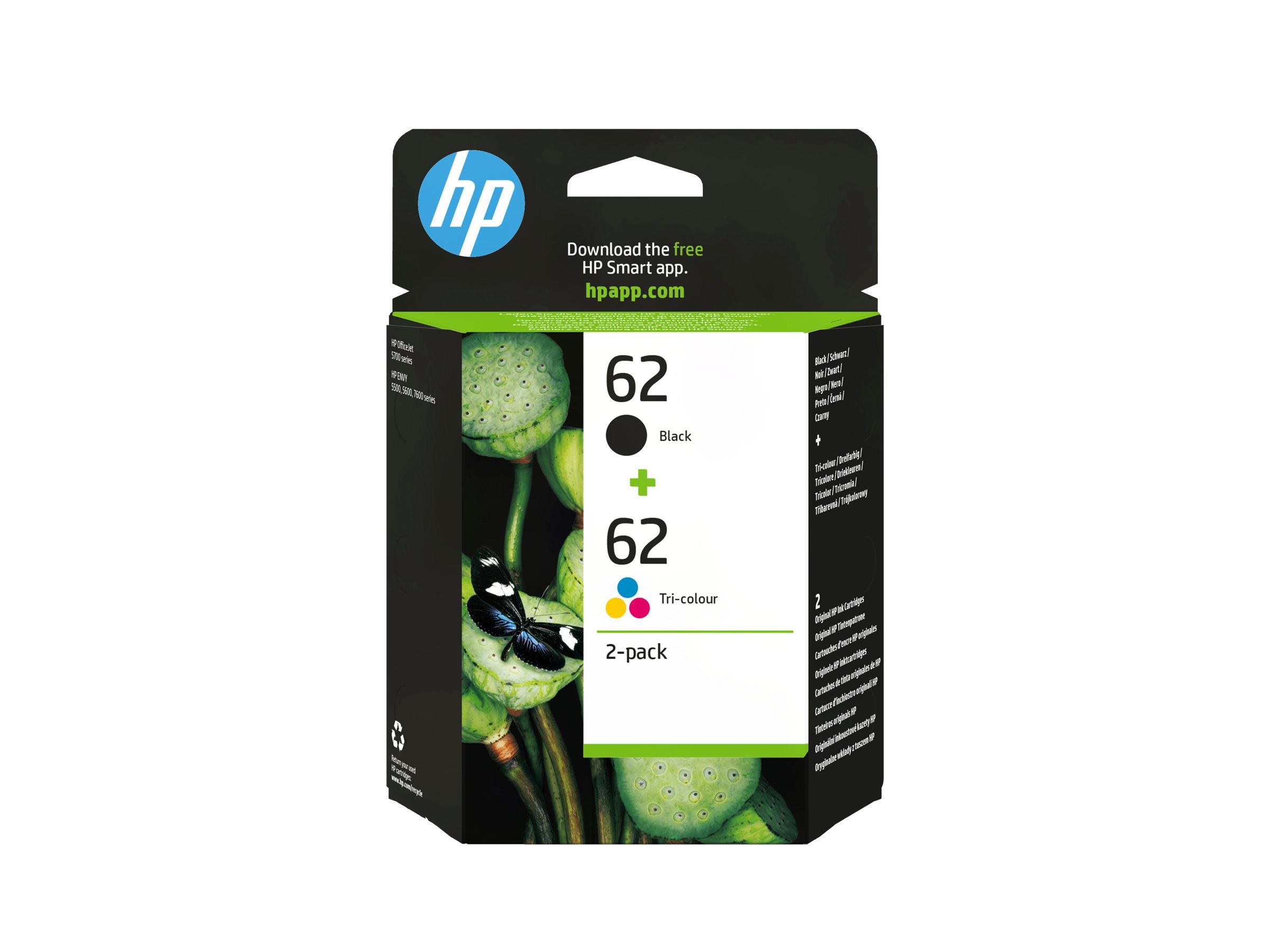 HP 62 original Ink cartridge N9J71AE Combo 2-Pack Standard Capacity Black and Colour cartridge