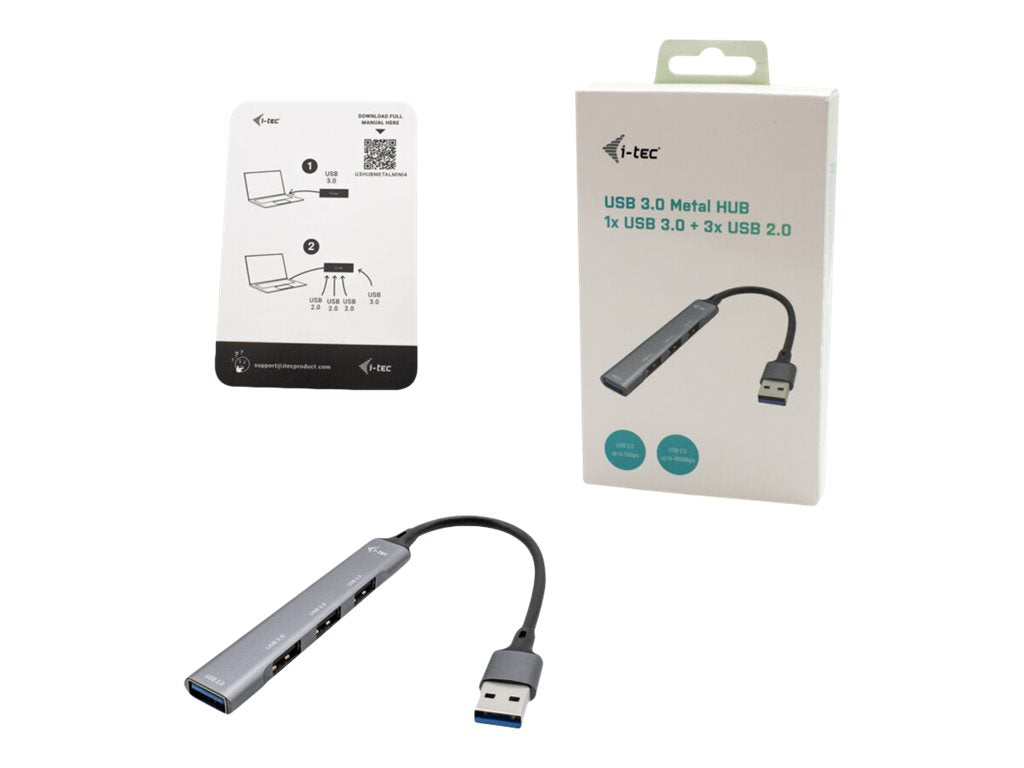 I-TEC USB 3.0 Metal HUB 1x USB 3.0 3x USB 2.0 without power adapter